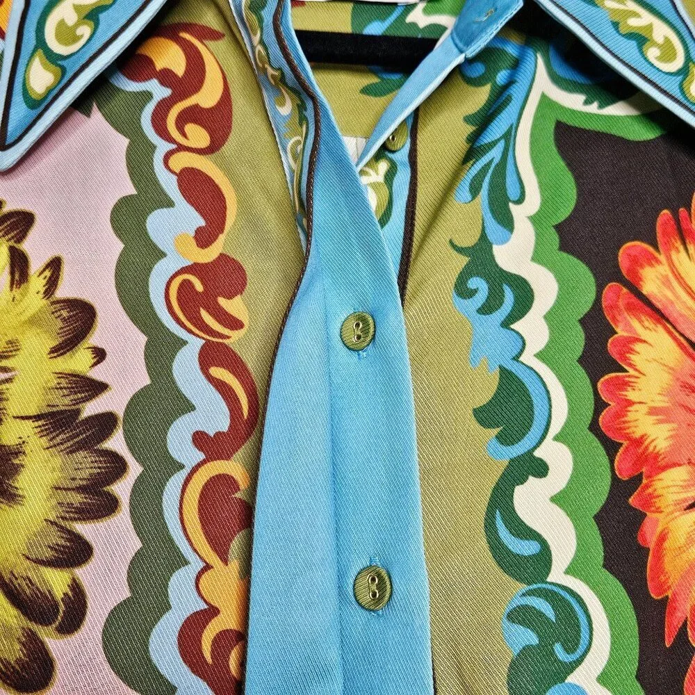 Alemais Disco Daisy Green Yellow Floral Belted Maxi Shirtdress Size AU 8 US 4 - Picture 10 of 16